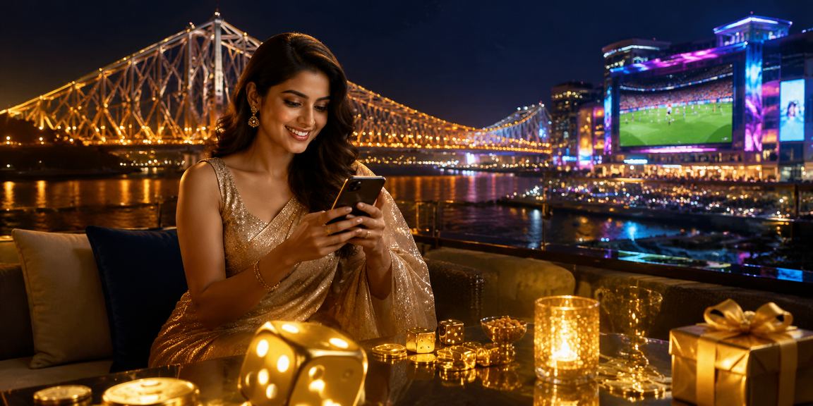 Excited players betting on Aviator in Kolkata with neon lights